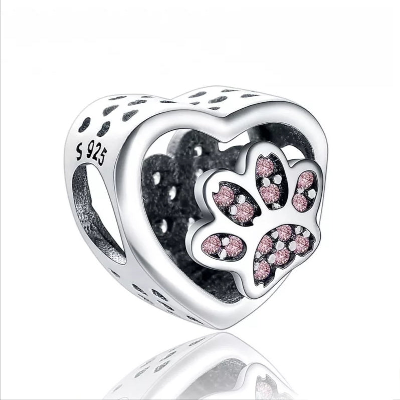 Corazón Huellitas rosa