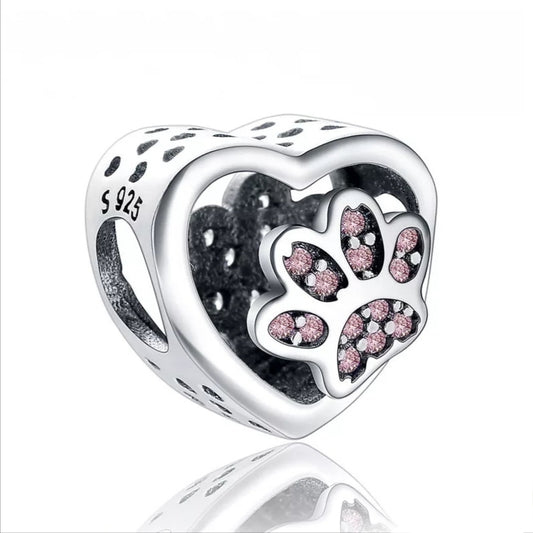 Corazón Huellitas rosa