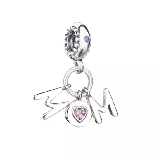 MOM letras cristal rosa.